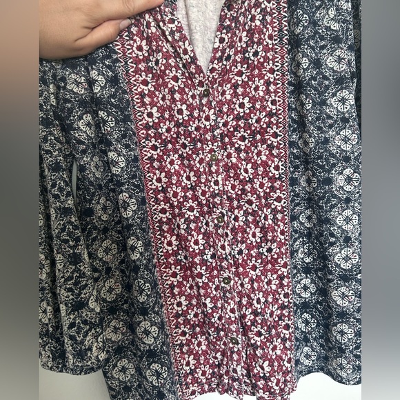 Lucky Brand Women’s Floral Print Button Down Blouse Sz M GUC Western Cowgirl - Picture 3 of 4
